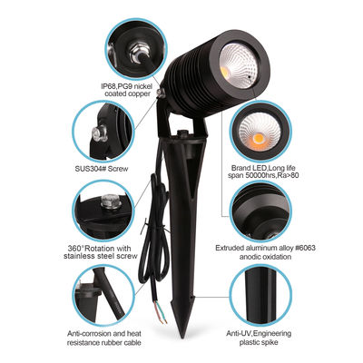 กลางทาง LED สวน Spot Light 6W สวนหญ้า LED สปิกแสง