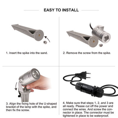 สีขาวอบอุ่น 3W ไฟสปายกลางแจ้ง IP65 LED แสงสวนสวน