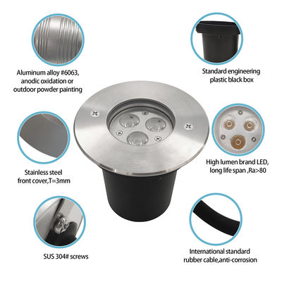 3W ด้านนอก LED แสงใต้ดิน 3000k สีขาวอบอุ่น