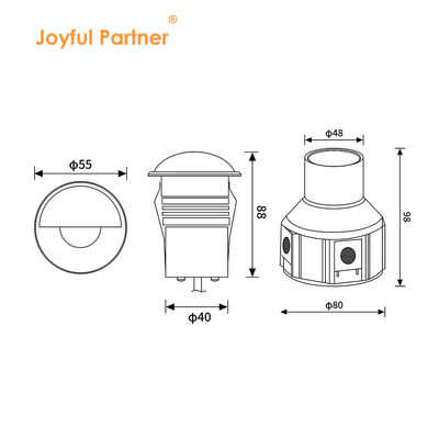 ไฟฝังขนาดเล็ก LED มุมมองด้านเดียว DC 24V สแตนเลส 316 กระจกฝ้า ฝาครอบกึ่งบังแสง