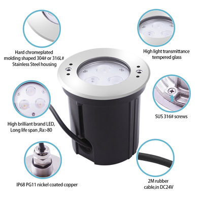 3W 6W สระว่ายน้ํา แสงใต้น้ําฝัง IP68 Rgb LED แสงใต้น้ํา