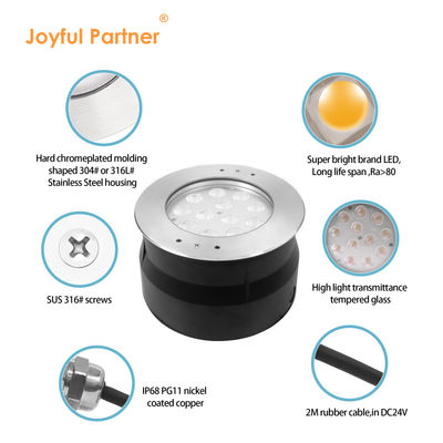 แสงสระว่ายน้ําแบบ RGB LED DMX512 ควบคุม 24V ขาว12W 24W RGB IP68