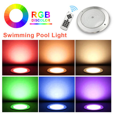 แสงสระว่ายน้ํากันน้ํา PAR56 LED 316 SS ABS บ้าน Ultra Thin 7.5mm Resin เติมผนังติดตั้ง 230MM 18W 25W DC AC12V