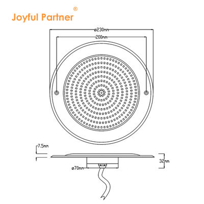 แสงสระว่ายน้ําแบบกันน้ํา PAR56 LED 316SS Housing Ultra Thin 7.5mm Resin เติมผนังติดตั้ง 230MM 18W 25W DC AC12V