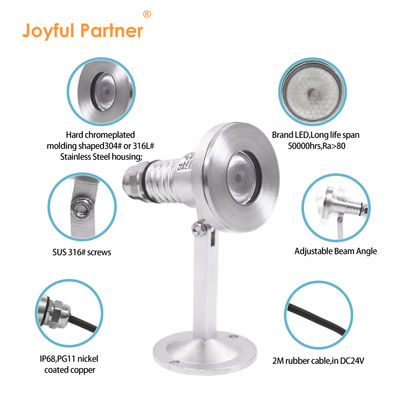 ไฟสปอตใต้น้ํา LED RGB DMX 1W 2W 3W DC24V 6500K อุณหภูมิสี