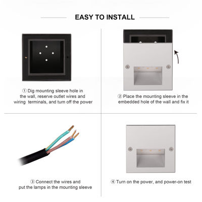 ผนัง 2W Osram SMD LED Step Light IP65 วัสดุอะลูมิเนียมแบบทันสมัยสําหรับทางเดิน