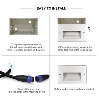 COB 8W ภายในภายนอก LED ขั้นตอนแสง IP65 โครงการติดตั้งกันน้ํา