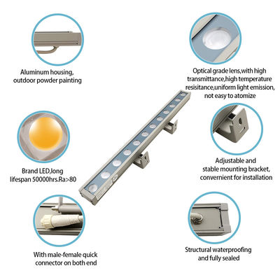 อลูมิเนียมสี 18W LED ผนัง Washer ไฟกลางแจ้ง กันน้ํา ไฟเส้น