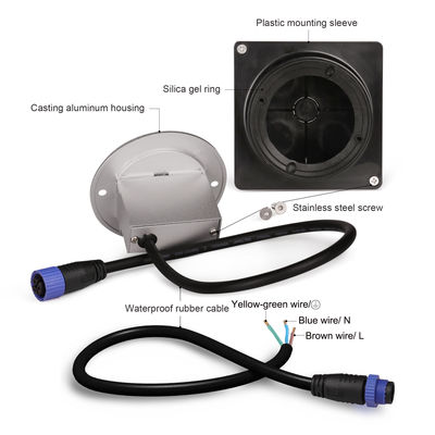 อลูมิเนียมภายนอก LED Step Light IP65 รอบ Cover ตาราง Sleeve หนังบันได