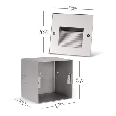 โคมไฟติดผนังแบบฝังบันไดอะลูมิเนียมทรงสี่เหลี่ยม 3W DC 24V วัสดุอะลูมิเนียมสำหรับตกแต่งภายในที่ทันสมัย