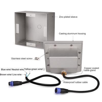 AC100~240V ไฟบันไดบันได LED 6W COB ลงใน IP65 120 * 120mm สําหรับทางเดิน LED แสงมุมผนัง