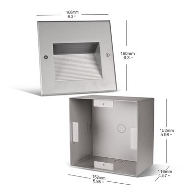 AC100~240V ไฟบันไดบันได LED 6W COB ลงใน IP65 120 * 120mm สําหรับทางเดิน LED แสงมุมผนัง