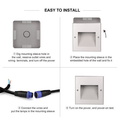 AC100~240V ไฟบันไดบันได LED 6W COB ลงใน IP65 120 * 120mm สําหรับทางเดิน LED แสงมุมผนัง
