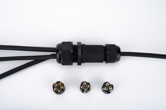 IP68 เครื่องเชื่อมเร็ว กันน้ํา 1 ใน 2 ออก สีดํา สําหรับกล่องเชื่อมเคเบิลใต้ดิน