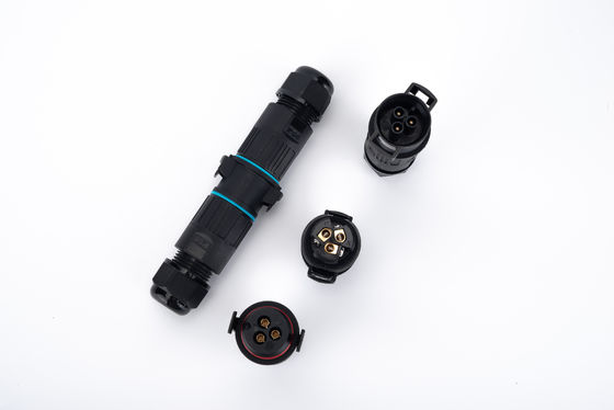 ขั้วต่อด่วน IP68 2 ทาง สายต่อพ่วงภายนอกอาคาร M19 3 พิน ไฟฟ้า