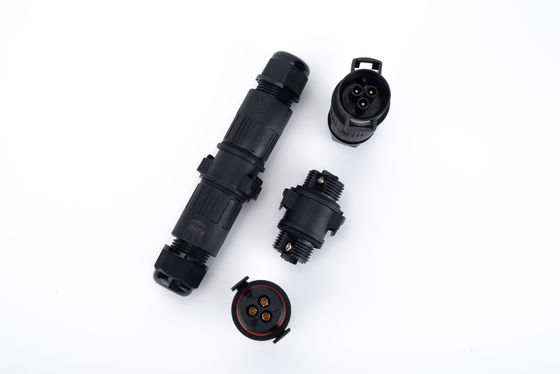 ขั้วต่อด่วน IP68 2 ทาง สายต่อพ่วงภายนอกอาคาร M19 3 พิน ไฟฟ้า