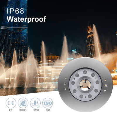 โคมไฟน้ําใต้ทะเล IP68 9W RGB สแตนเลส 316 สําหรับน้ําพุเพลง