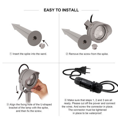 3W 6W RGB IP67 กันน้ํา DC12V 24V ออทติกัลเรฟเลคเตอร์ LED พลาสติก สปิก สปอตแสงสําหรับต้นไม้สวน