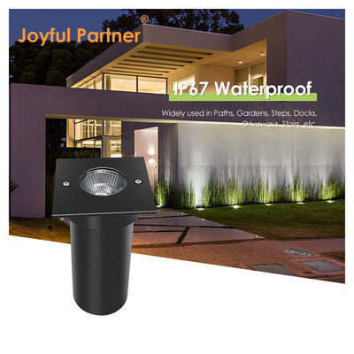 6W COB LED 85mm*85mm สีดํา อลูมิเนียม บ้านทรงสี่เหลี่ยม ใต้ดินฝังไฟ LED สําหรับสวนนอกลาน