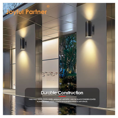Sconce Outdoor Wall Light IP65 แมท ดําอัลลูมิเนียมโมเดิร์น ซิลินเดอร์สวนระเบียงขึ้นลงแสง