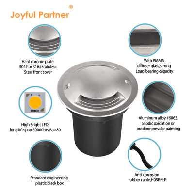 แสง LED ภายนอกในพื้นดิน 6W ด้านออกแสง LED ภายใต้พื้นดินสําหรับสวน