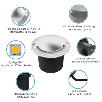 ระดับบันได ระดับบันได ระดับบันไดไฟในพื้นดิน 1W IP67 ภายนอก COB LED 12w ไฟสี่ด้านออก