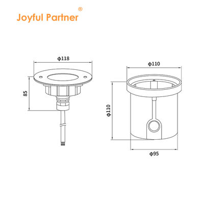 DIA 118mm IP68 304 สแตนเลส สีขาวอบอุ่นแสง LED ภายใต้น้ํา 3W DC24v ด้วยกล่องติดตั้งพลาสติก