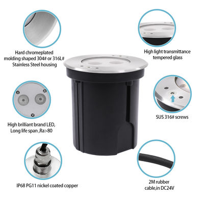 IP68 RGBW 4in1 กันน้ําหล่อ LED ไฟเหล็กไร้สแตนเลส 316 DC 24V กับเลนส์ไม่เท่าเทียมกัน