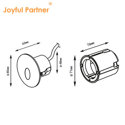 2W LED ลงแสง DC24V ไฟบันได ผิวขาวอบอุ่น IP65 กันน้ํา ผนัง ไฟบันได