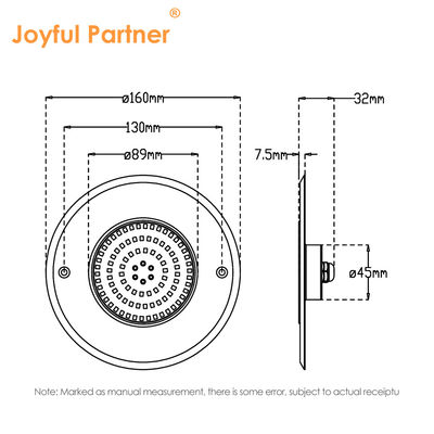 316L สแตนเลส ลงพื้นสระว่ายน้ํา ไฟ DIA 160mm * 32mm AC12v ด้วยรีโมทควบคุม