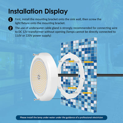 ไฟสระว่ายน้ํา LED ภายใต้น้ํา PAR56 พื้นผิวผนังคอนกรีตติดตั้งด้วย 18 คีย์รีโมทคอนโทรลเลอร์