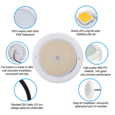 สระว่ายน้ํากันน้ํา แสงติดผนัง Rgb AC12v กว้าง 230mm ความหนา ABS วัสดุ 42W
