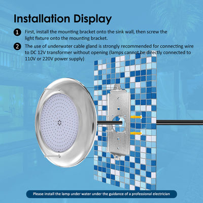 ไฟสระว่ายน้ําที่มีความสุข 12v AC อัพเกรด SMD ชิป RGB สี IP68 ทั้งหมดในรูปแบบเดียว สําหรับสระว่ายน้ําคอนกรีต