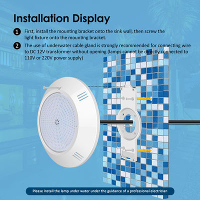 ผืนยาง Epoxy เติมสระว่ายน้ําแสงติดผนัง ABS Housing IP68 AC12V 18W Dia 260mm