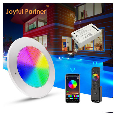 แสงสระว่ายน้ํากันน้ํา PAR56 LED 316 SS ABS บ้าน Ultra Thin 7.5mm Resin เติมผนังติดตั้ง 230MM 18W 25W DC AC12V