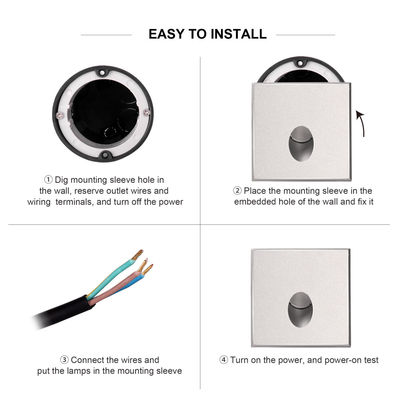 แสง LED หนังฉลาด IP65 อลูมิเนียม ร่างสี่เหลี่ยม รูปทรง DC 24v 1w 2w 3w LED ระเบียงแสงสําหรับทางเดิน
