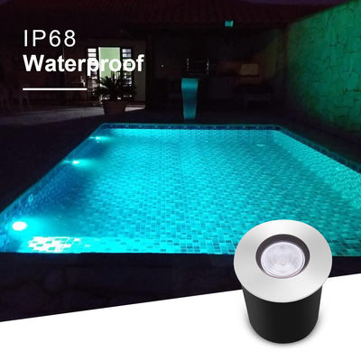 ไฟสระว่ายน้ำแบบฝัง DC12~24V 1W 2W สแตนเลส LED สีเดียว พร้อมกล่องดำ ABS