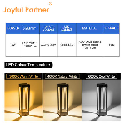 ไฟเสา LED สวน 8W ปรับความสูงได้ IP65 300มม. 600มม. 900มม. วัสดุอลูมิเนียม สำหรับทางเดิน