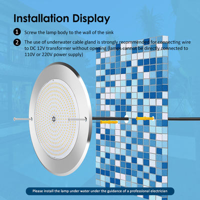 ไฟสระว่ายน้ําที่ควบคุมทางไกล สแตนเลส 316 ด้านบนติดตั้ง 42W ไฟสระว่ายน้ํา AC12/24V RGB