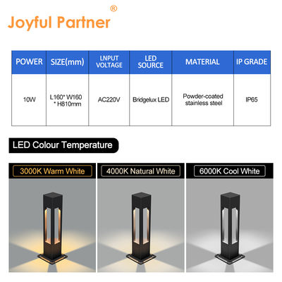 โคมไฟสนามหญ้า LED อะลูมิเนียม IP65 LED Bridgelux 3000K 10W สูง 810MM พร้อมใบรับรอง CE ROHS