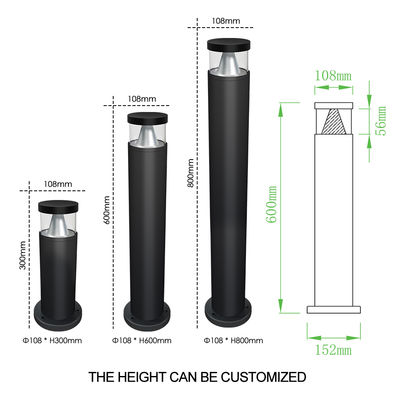 ความดันต่ํา Outdoor Bollard LED Lawn Garden Light RA92 BRIDGELUX LED ความสูง 600MM สําหรับทางเดินสวนภูมิทัศน์