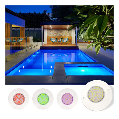 สาระเต็มสระว่ายน้ําแสงสะท้อน 160mm DC12V 10W พลาสติกเต็ม SMD2835 108pcs RGBW สี ความดันคงที่