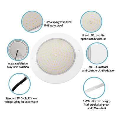 ไฟสระว่ายน้ําที่เต็มไปด้วยสับ DIA120MM AC12V 10W พลาสติกเต็ม SMD2835 63PCS ความดันคงที่
