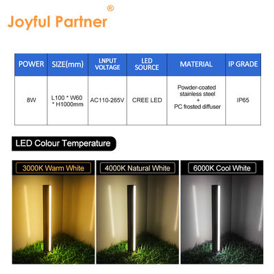 LED นอก Bollard Light Square Aluminium Powder Coating CREE LED AC100-265V L110 * W110 * H900mm IP65 การจัดอันดับสําหรับการใช้ในหญ้า
