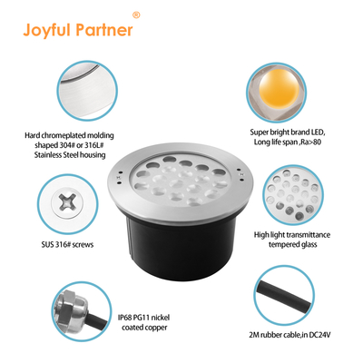 ไฟสระว่ายน้ำใต้น้ำ ไฟกันน้ำ IP68 12V สแตนเลส 18W 36W LED สีเดียว ได้รับการรับรอง CE ROHS
