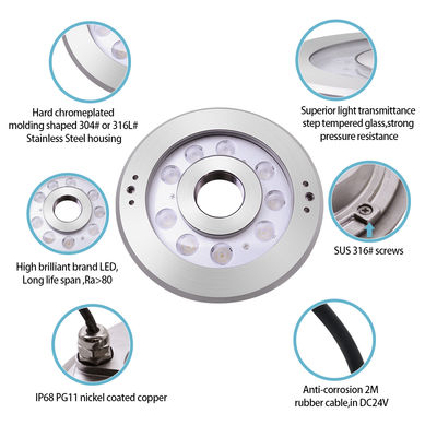 สแตนเลส ไฟหล่อ LED ที่ดําน้ําได้ IP68 DC24V มีใบรับรอง CE