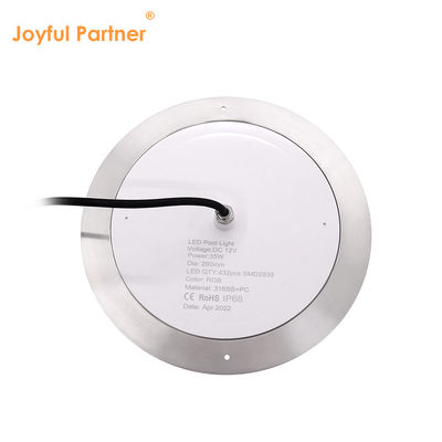 ไฟพาร์ LED IP68 สำหรับสระว่ายน้ำ เปลี่ยนสี RGB 12VDC AC 35W เส้นผ่านศูนย์กลาง 280 มม. SMD2835 432 ชิ้น พร้อมแพ็คเกจสี