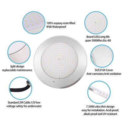 หลอดสระว่ายน้ํา RGB LED 6w 12w 18w 25w 35w Ip68 กันน้ํา Smart 12v Smd 316ss เหล็กไร้ขัดเหล็ก