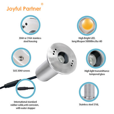 ไฟสระว่ายน้ํา 3W DC24V SS วัสดุ CE รับรองความยาวนาน anti-glare กล่อง