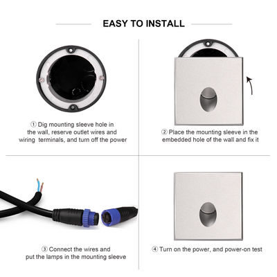 ไฟบันได LED ทรงกลม 1W 2W ตัวเรือนอะลูมิเนียมหล่อติดผนังสำหรับทางเดินกลางแจ้ง